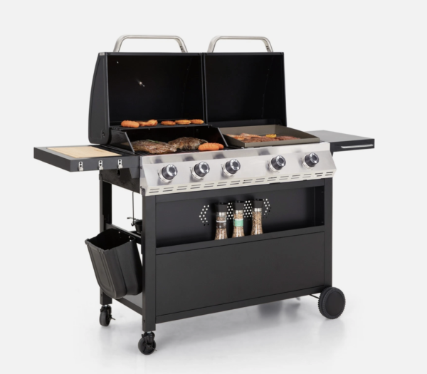 5-Burner Propane Gas BBQ Grill & Griddle Combo – Stainless Steel Outdoor Grill
