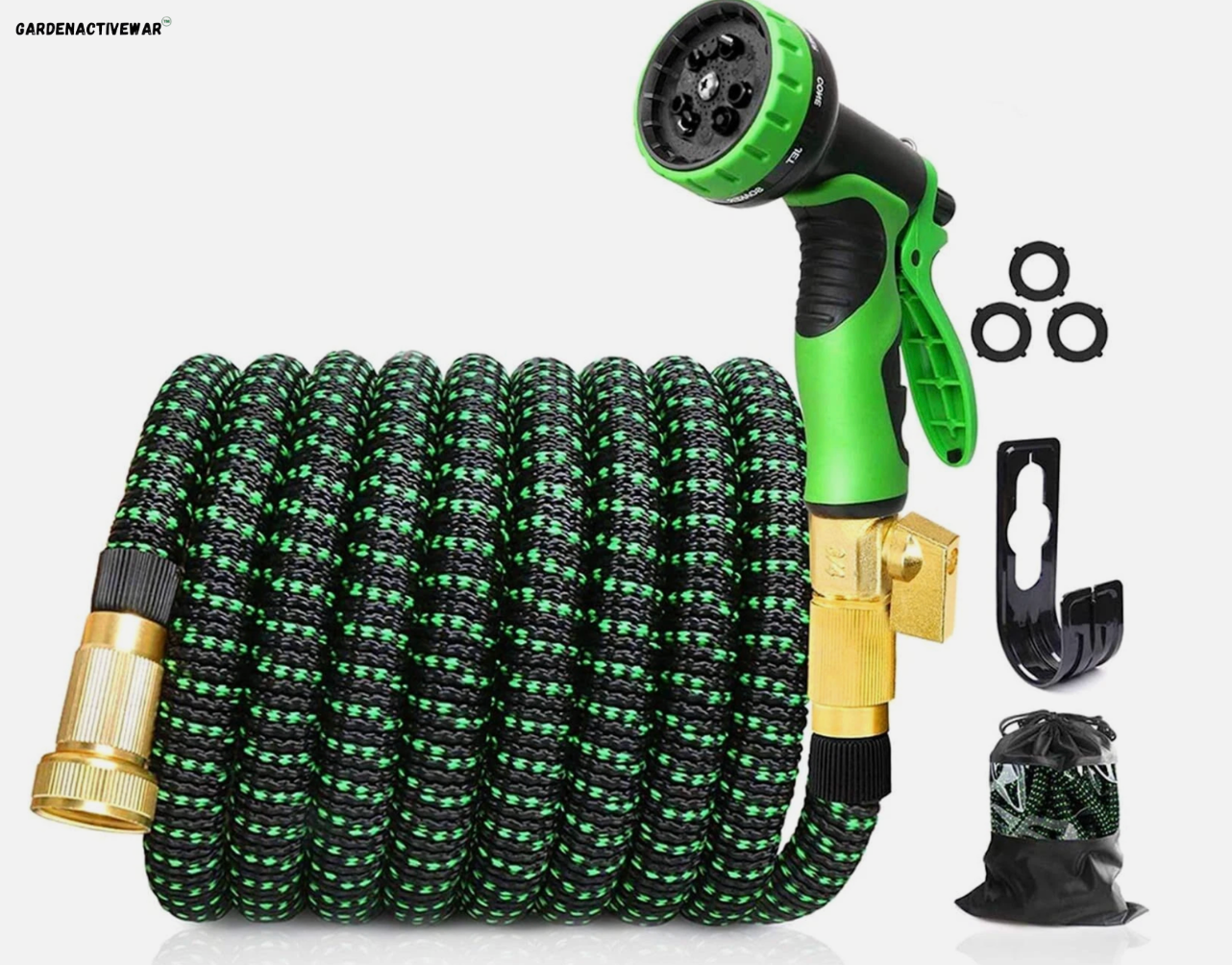 Gardenactivewar Black/Green Leakproof No-Kink Garden Hose 25-100 ft