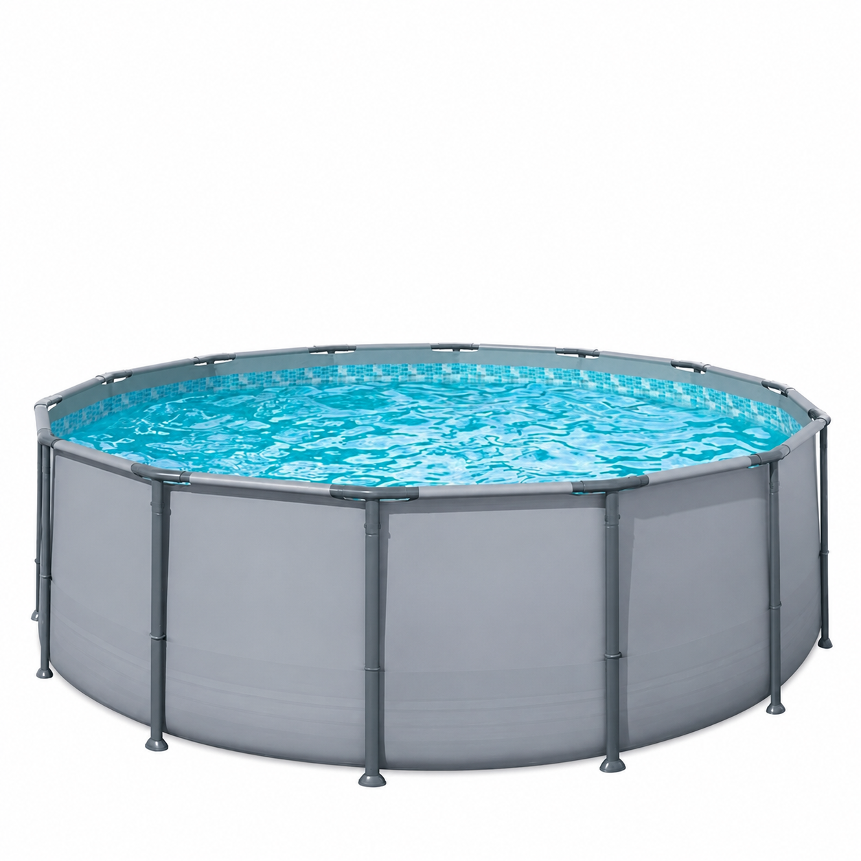 Funsicle Oasis Above Ground Metal Frame Swimming Pool Set - with FB1200S AutoSkimmer Pump, Ladder, Cover, Cloth & Deluxe Maint. Kit, 14 x 48, Round, Gray
